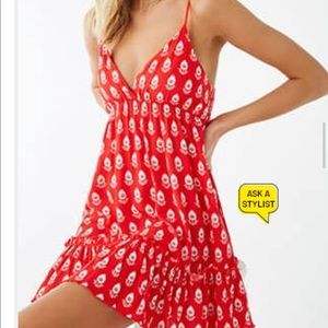 Abstract Print Ruffled Cami Dress